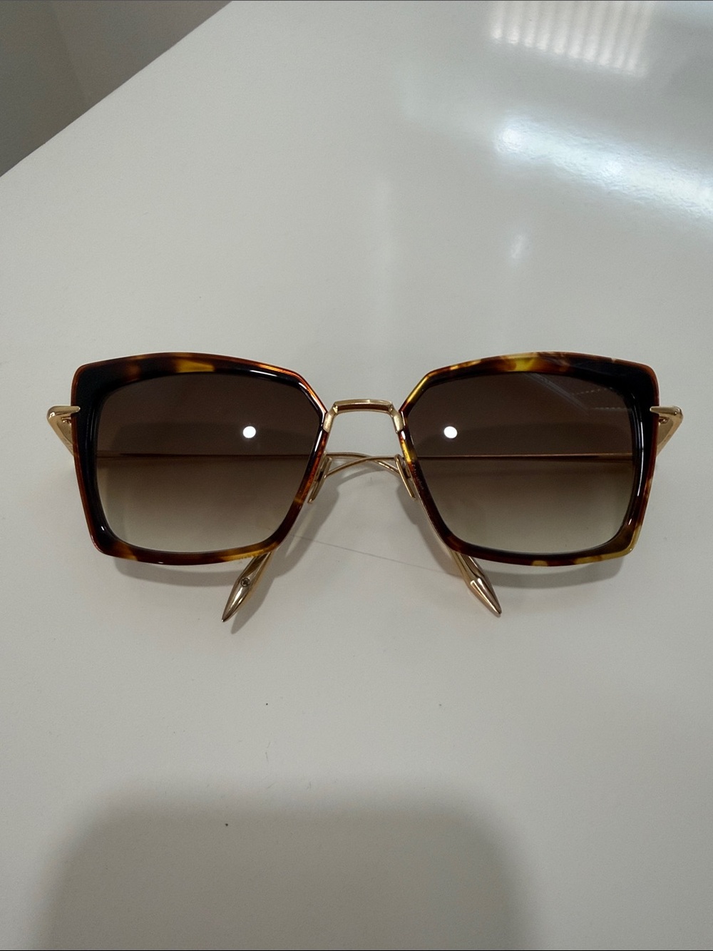 DITA Perplexer Tortoiseshell Square Frame Sunglasses - Brown Lenses